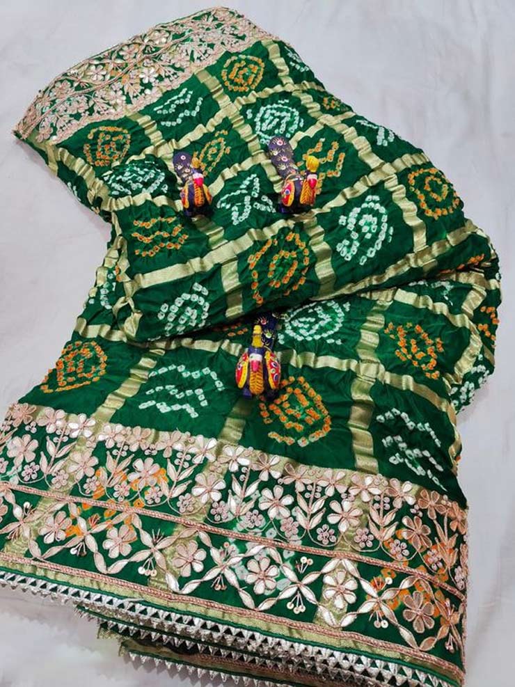 Heavy Green Gota Patti Saree