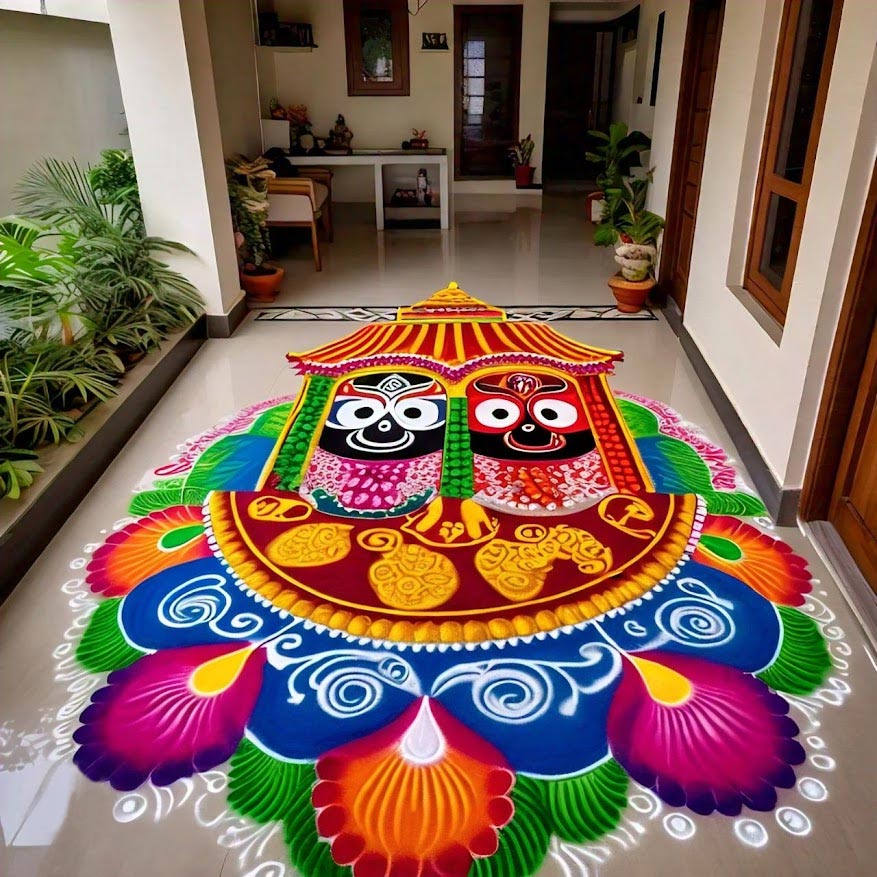 How to make Jagannath rath rangoli