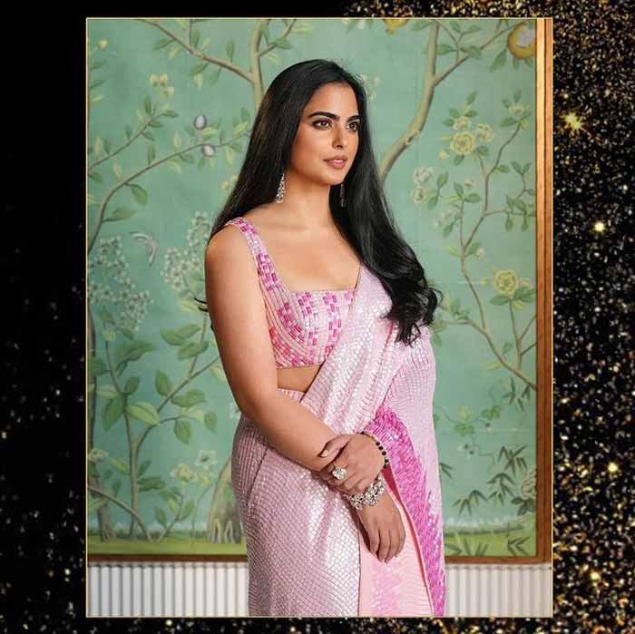 Isha Ambani Sequence Saree Look