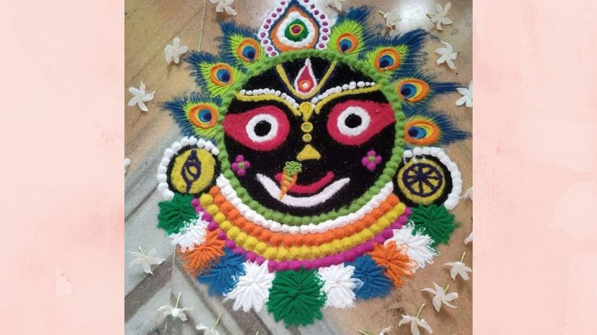 Jagannath Face Rangoli With Phoolmala