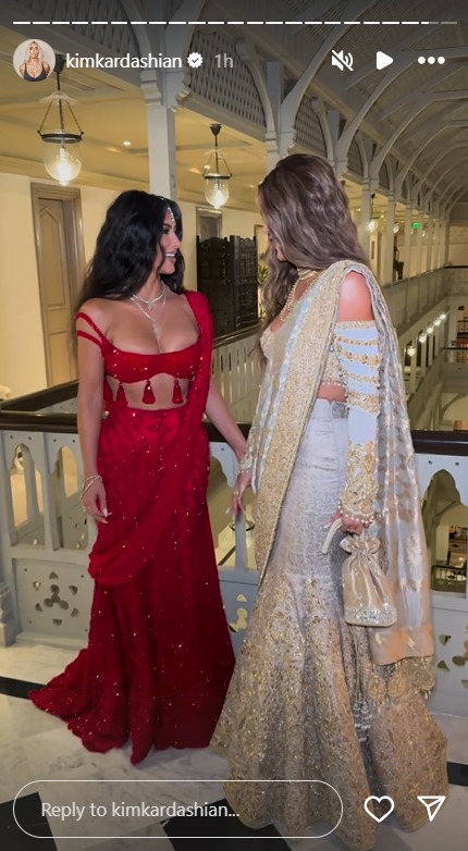 Kim And Khloé Kardashian Choose Custom Manish Malhotra Lehenga Sarees For Anant Radhika’s ambani Wedding