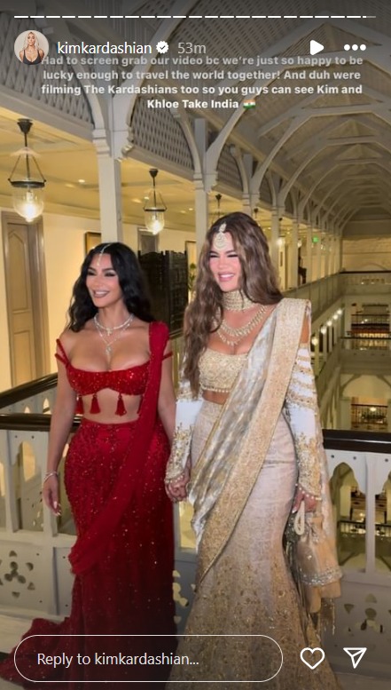 Kim And Khloé Kardashian Choose Custom Manish Malhotra Lehenga Sarees For Anant Radhika’s the ambani Wedding