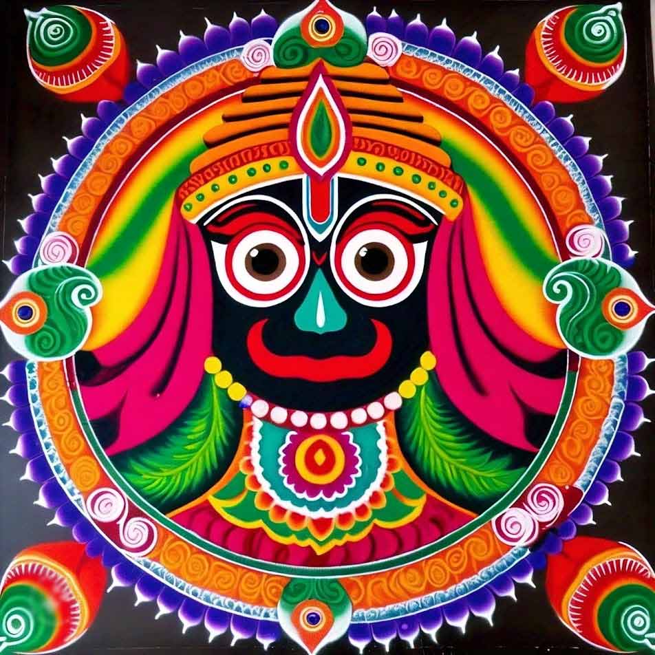 Lord Jagannath Face Rangoli Designs