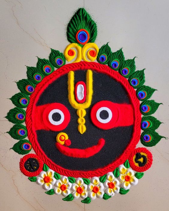 Lord Jagannath Rangoli Designs