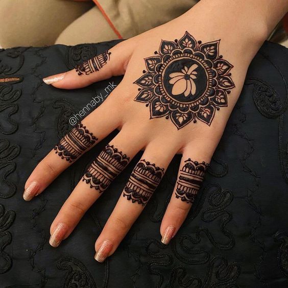 Minimal Lotus Mandala Mehndi Design