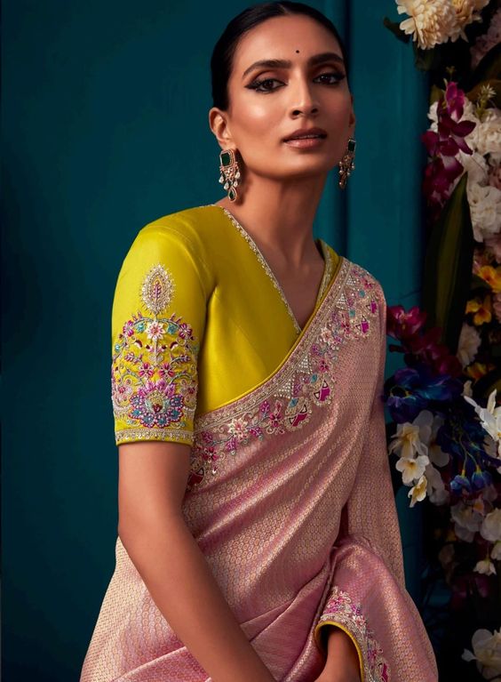 Multicolour Sleeve Zari Work Blouse