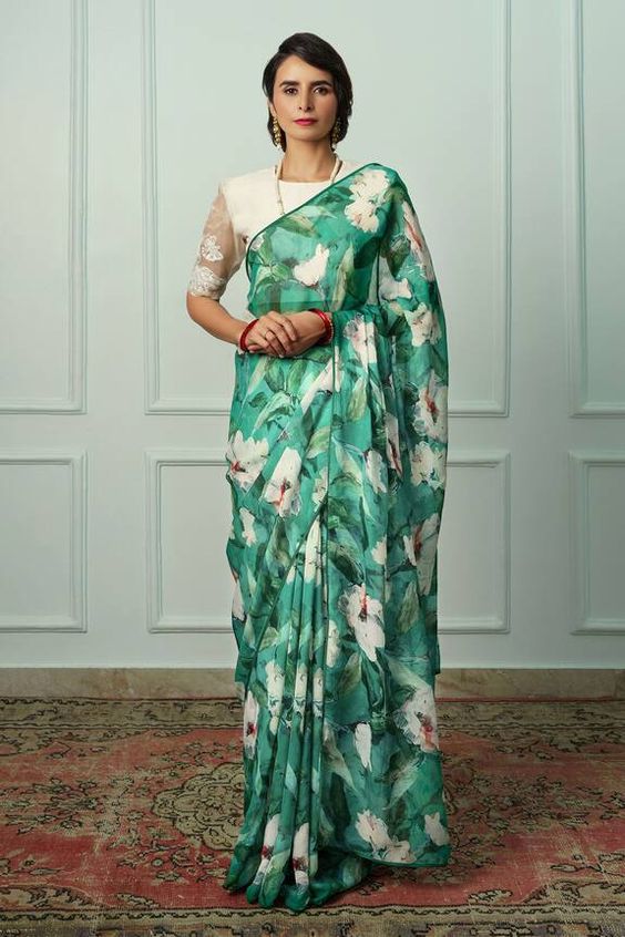 Beautiful Floral Chiffon Saree Designs Herzindagi