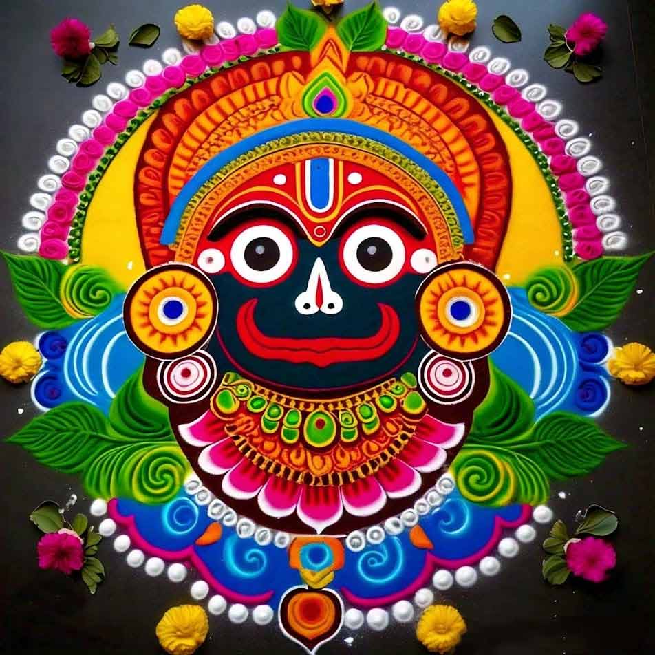 Rangoli Of Lord Jagannath Face