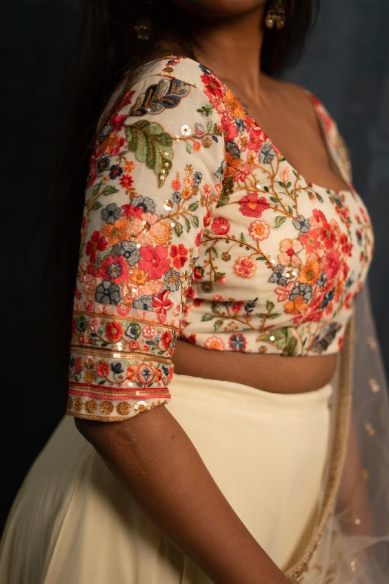 Sequin Floral Printed Blouse