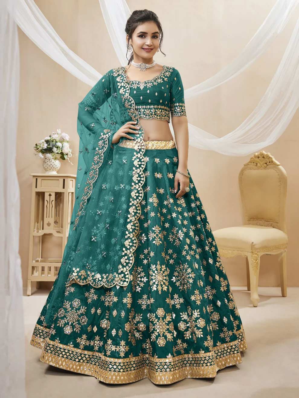 Sequin zari embroidery lehenga