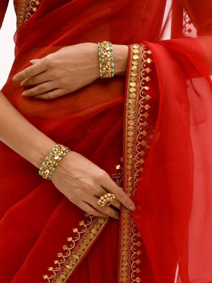 Simple Red Gota Patti Saree