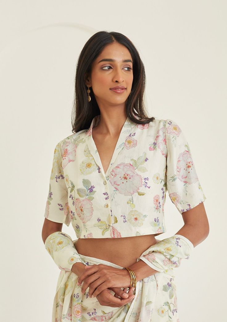 T Shirt Style Floral Printed Blouse