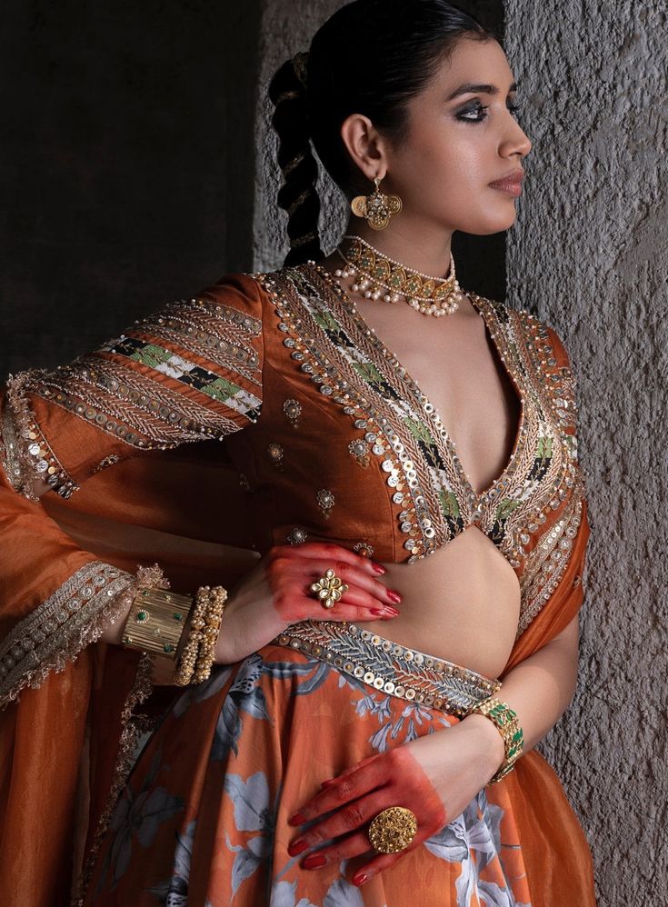 V Neck Silk Zari Work Blouse