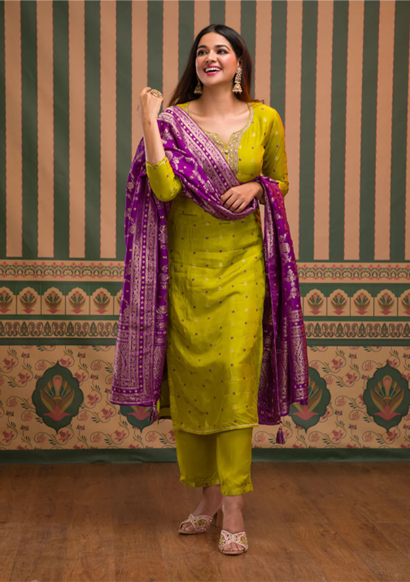 Zariwork Silk Suit