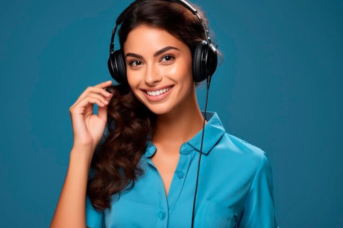 earing headset inside