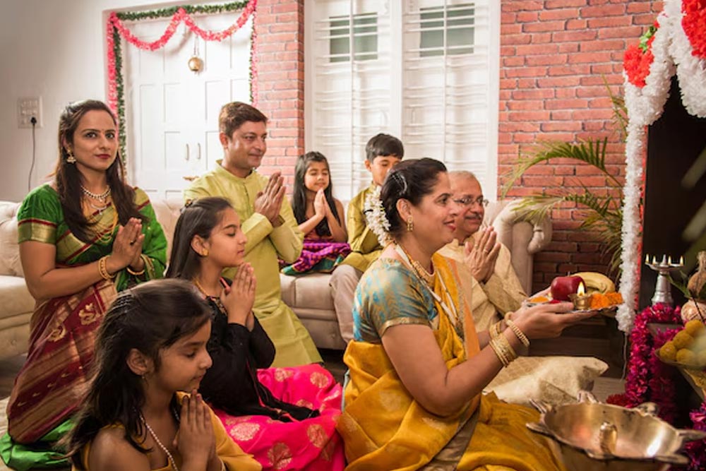 is performing puja with right hand good