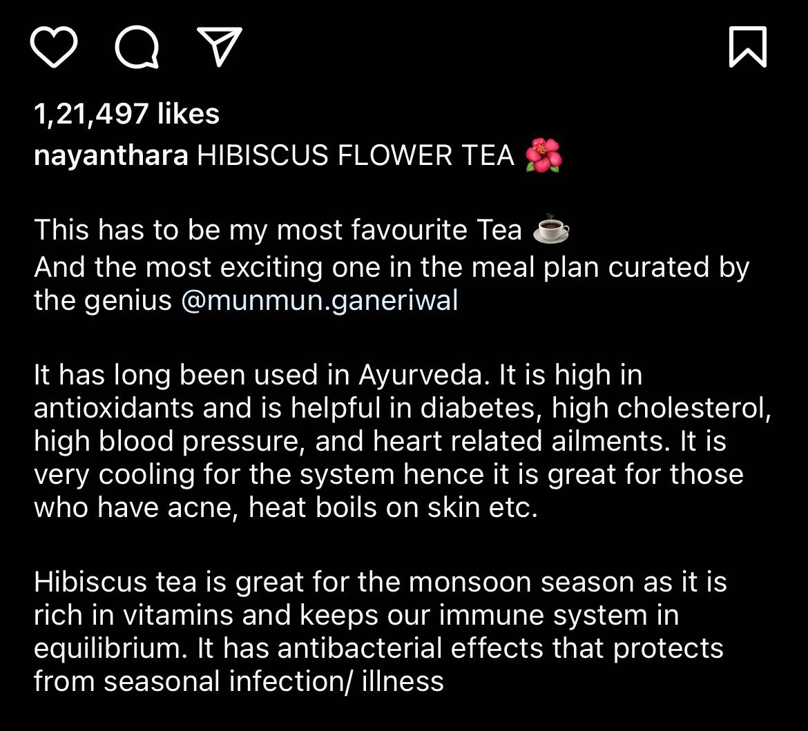 nayanthara caption hibuscus flower tea