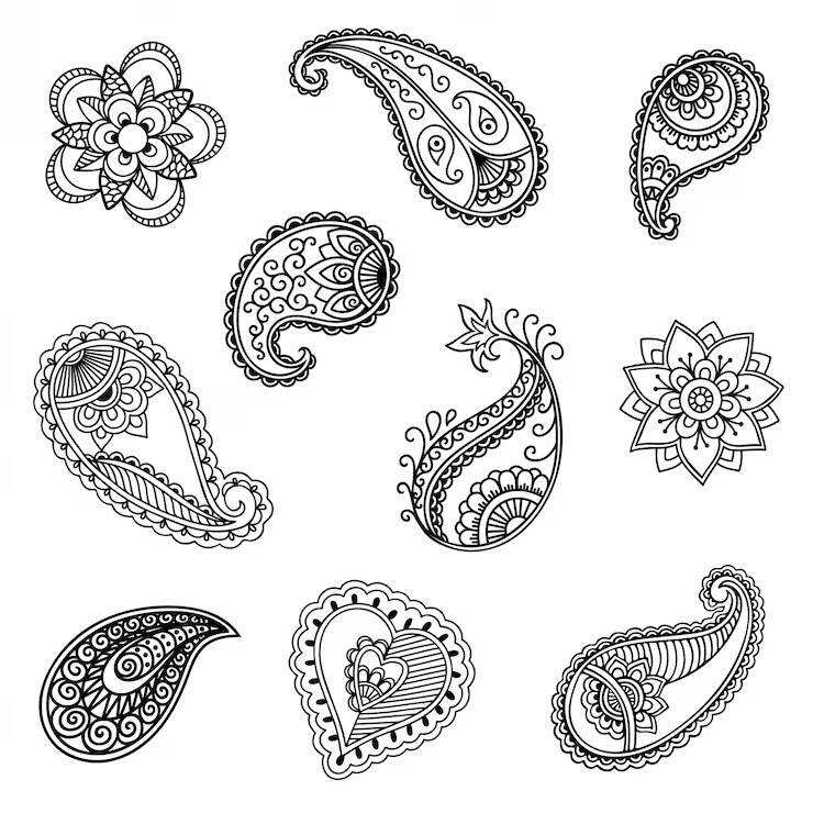 paisley pattern mehndi design for sawan