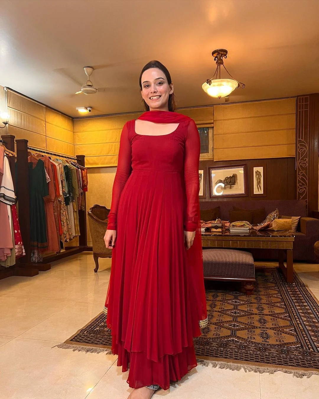 red anarkali