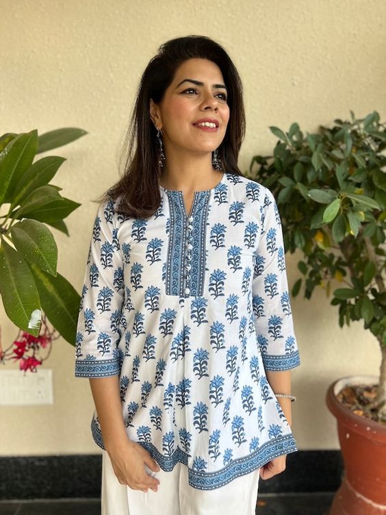 short printed cotton kurti