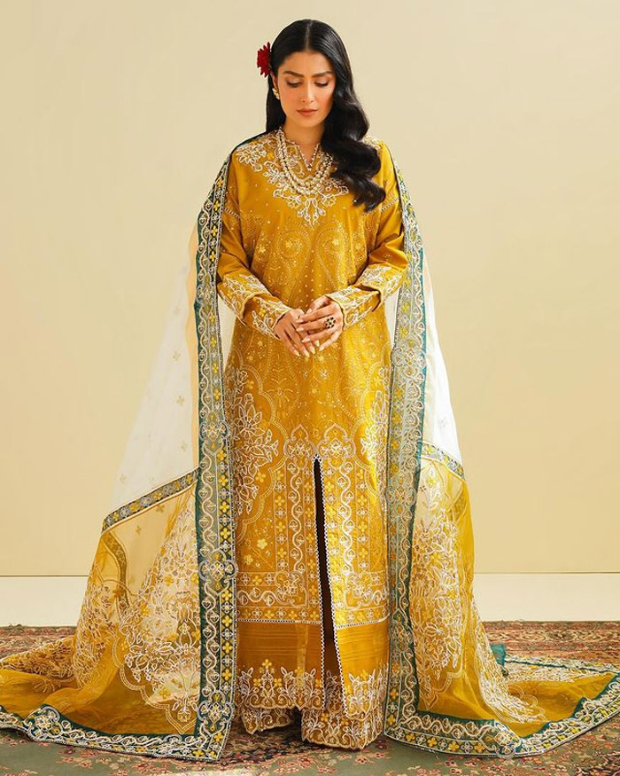 Embroidered Yellow Sharara Suit