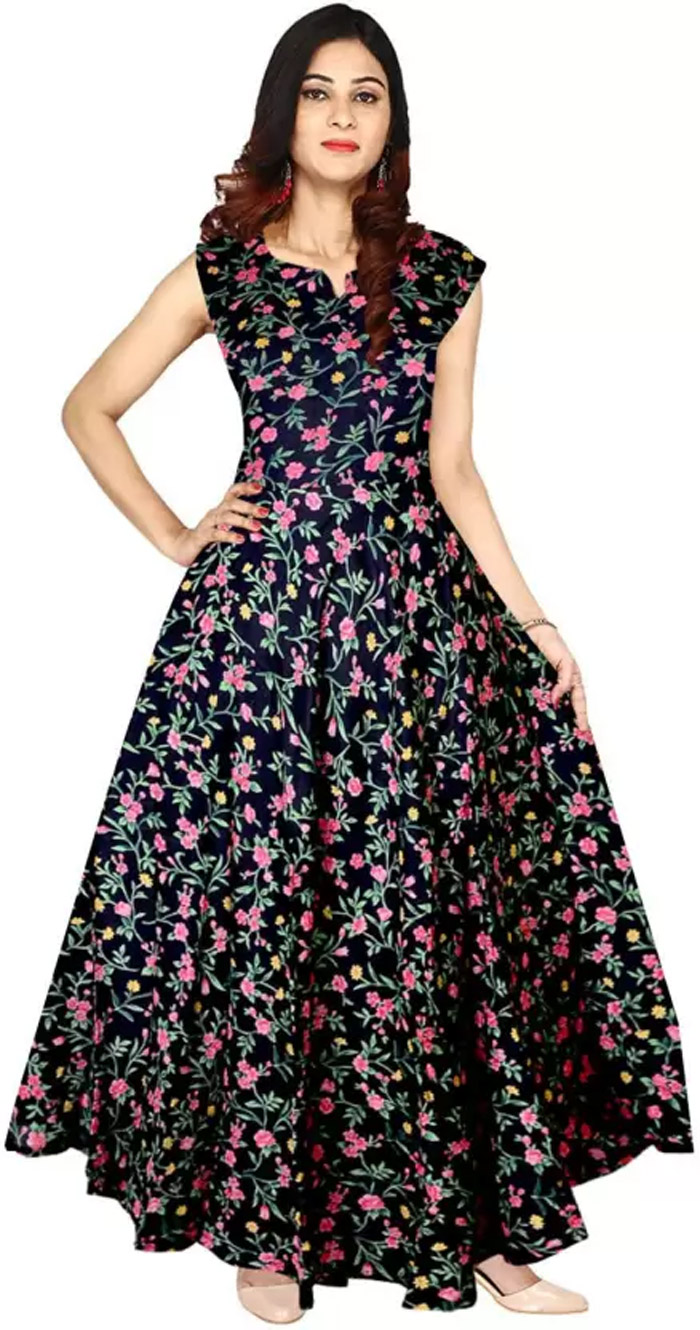 Floral Print Long Dress look