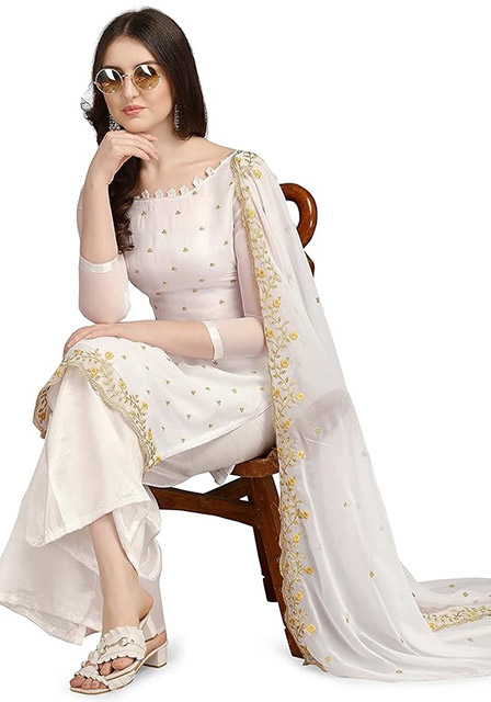 Floral thread work salwar suit