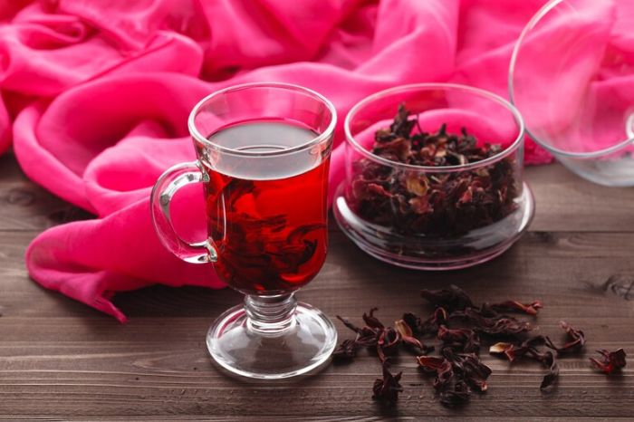 Hibiscus flower tea inside