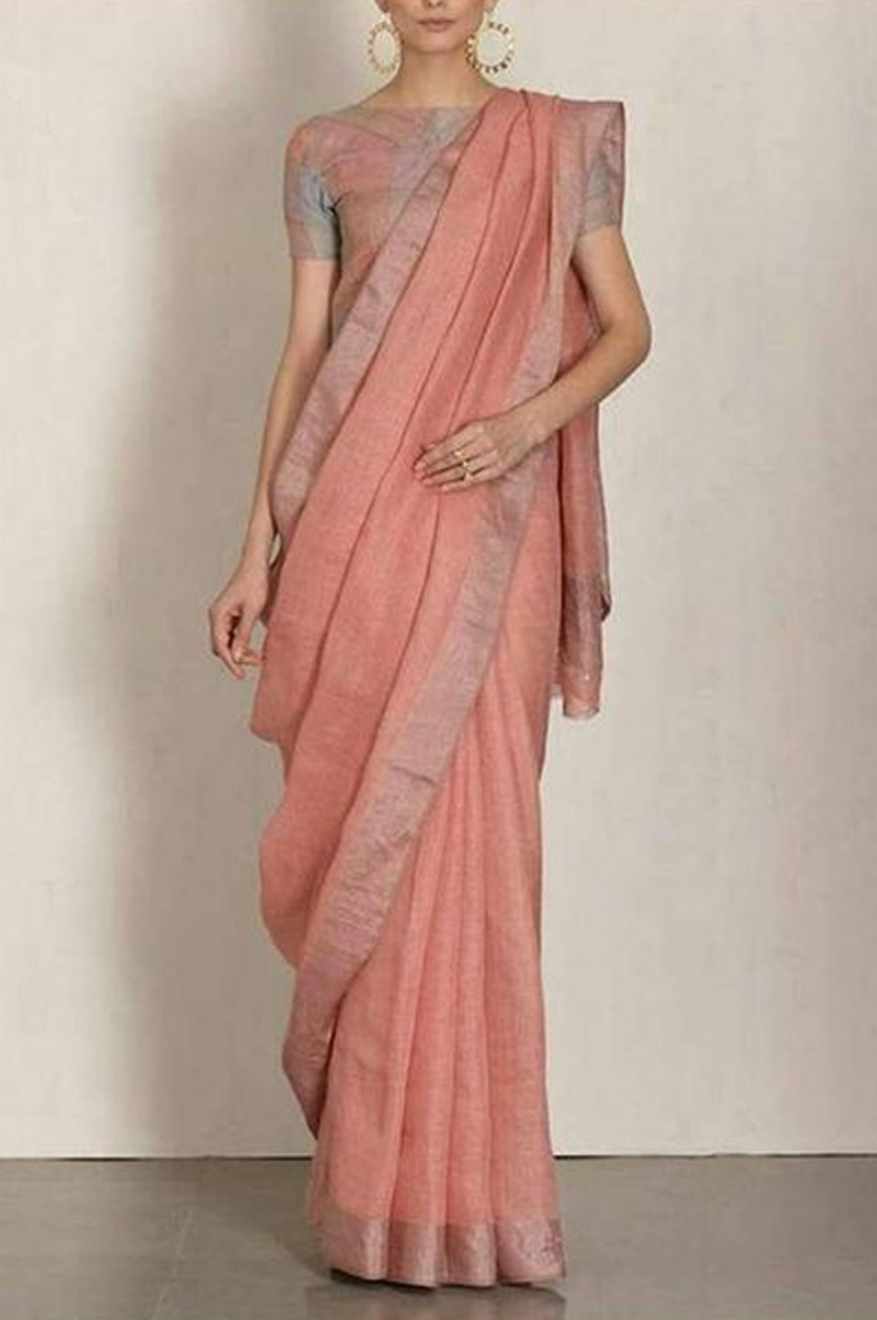 Plain Cotton Saree With Border Design