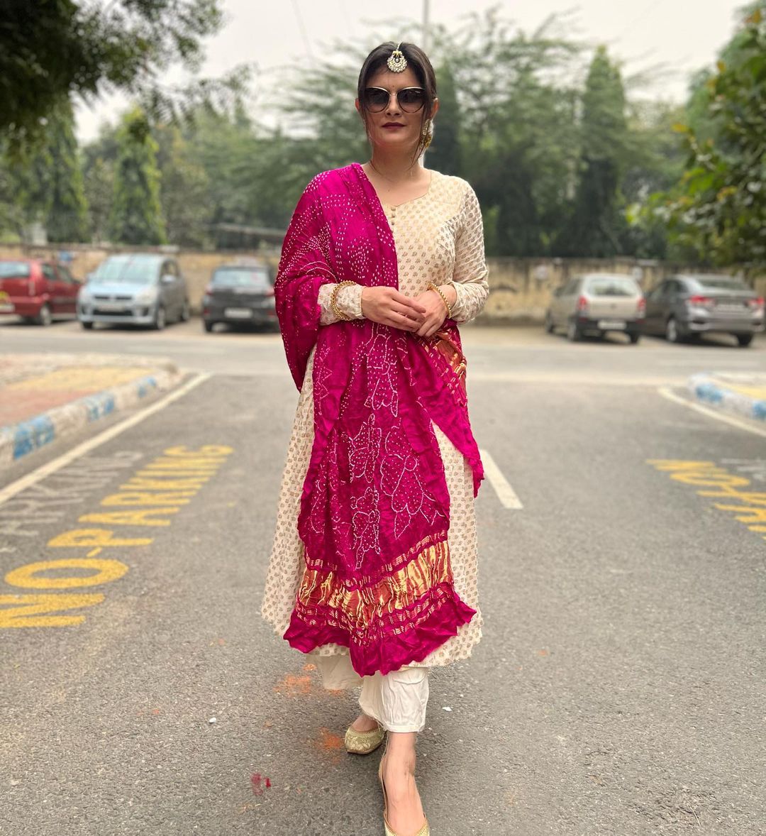 Plazzo suit with bandhani chunni