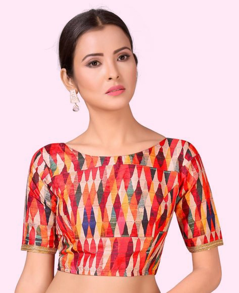 Vertical Multi Coloured Blouse Design