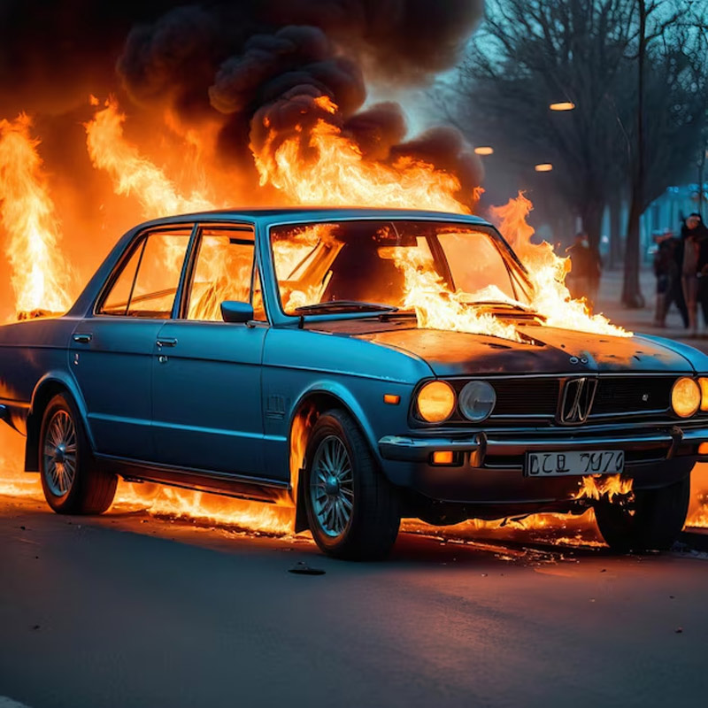 Water Bottel fire in car