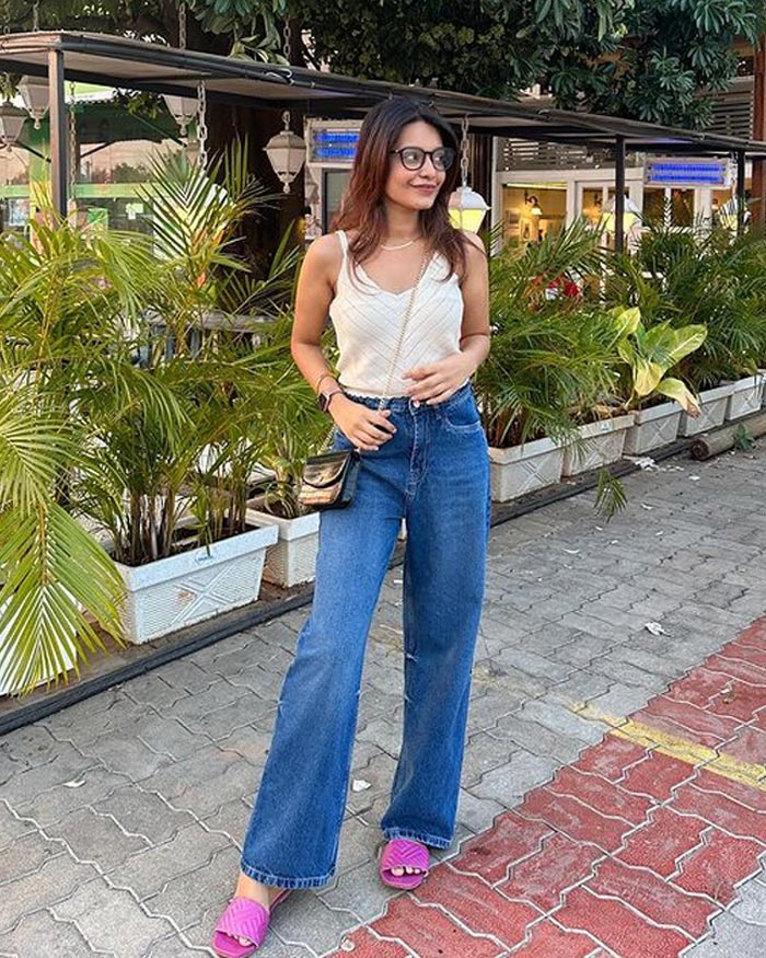 Wide Leg Jeans With A Slip Top