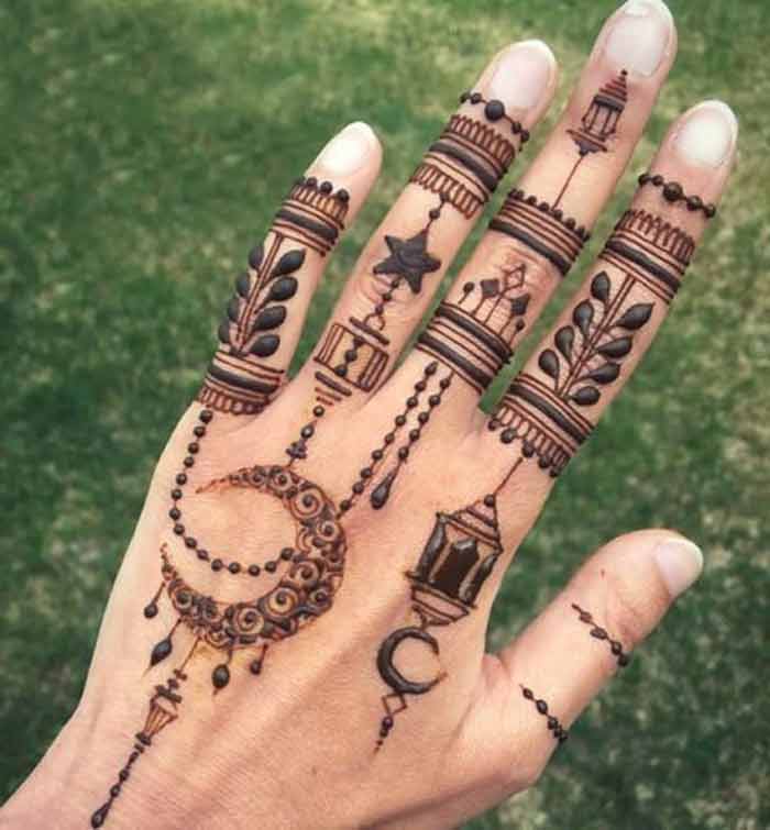 chain mehndi with chand