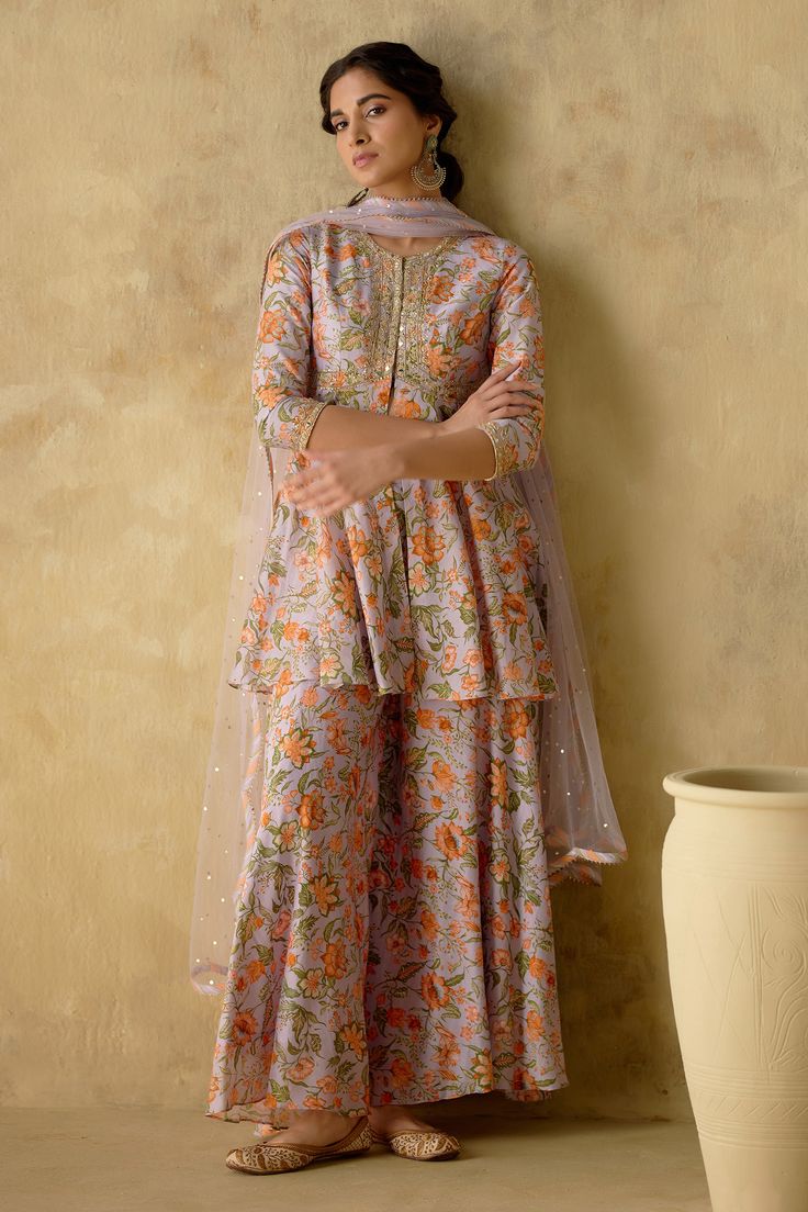 chanderi silk sharara suit