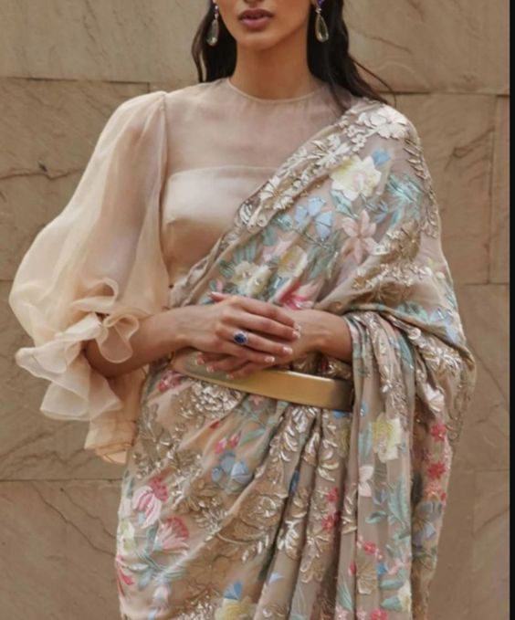 full sleeves blouse design lehenga balloon sleeves