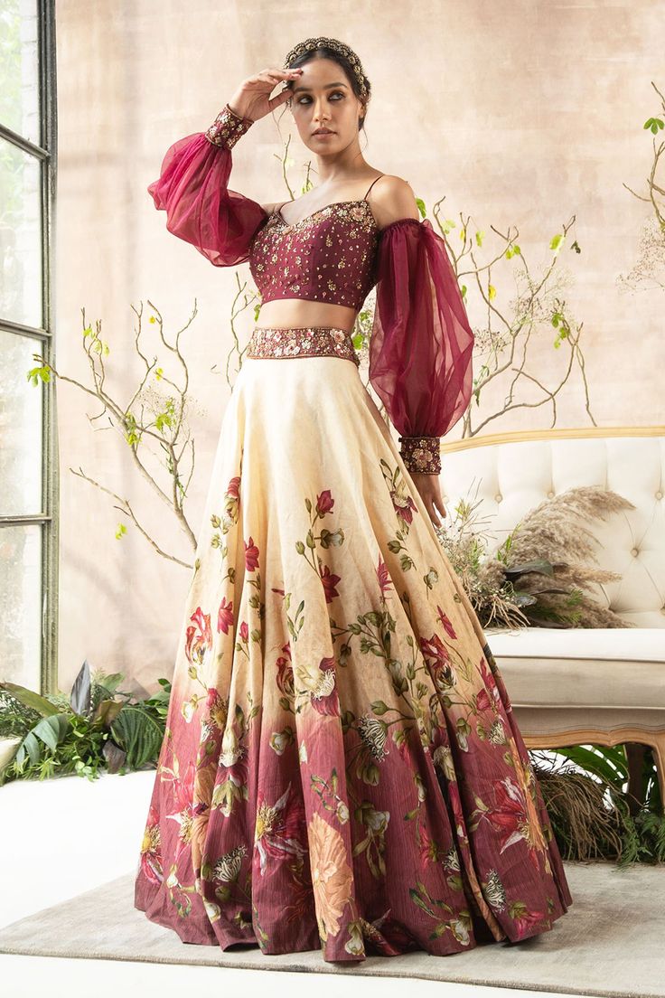 full sleeves blouse design lehenga cold shoulder