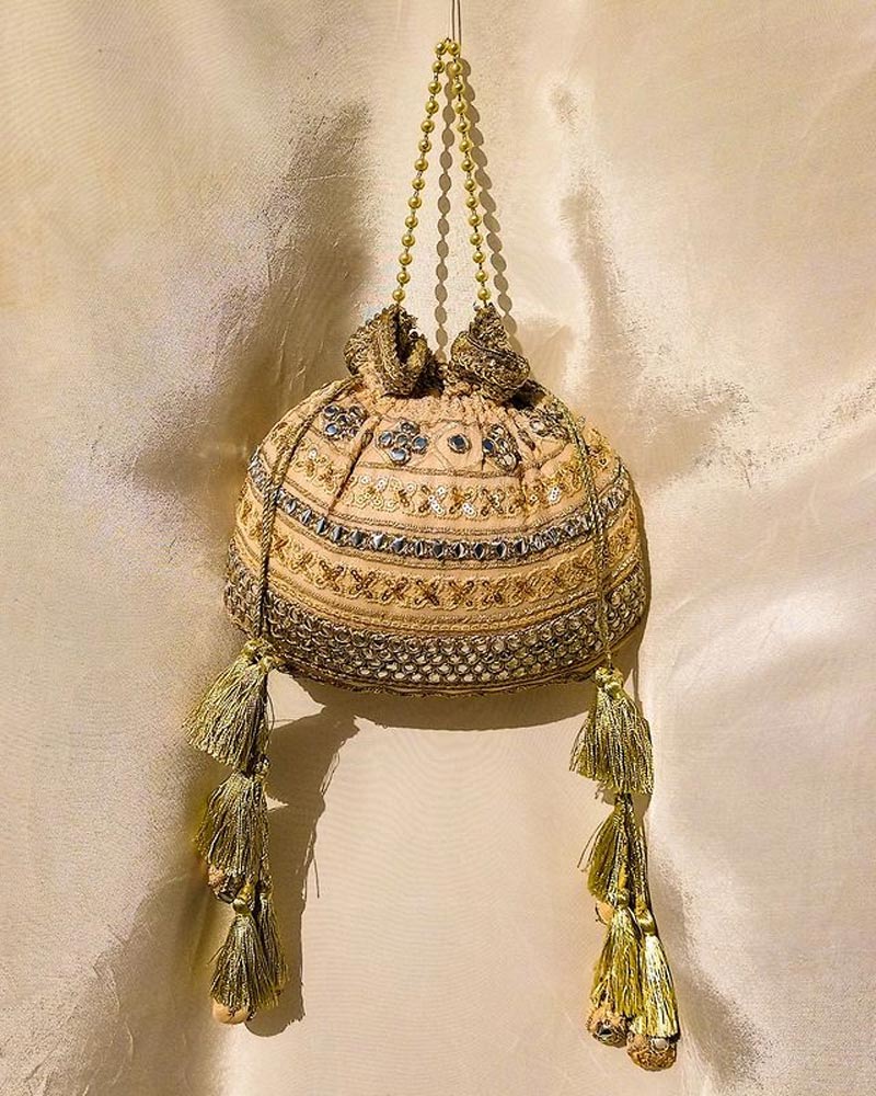 golden colour potli bag