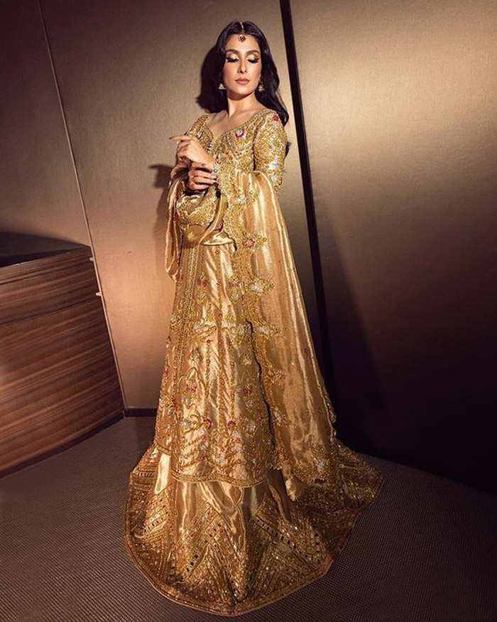 heavy Golden Sharara Suit