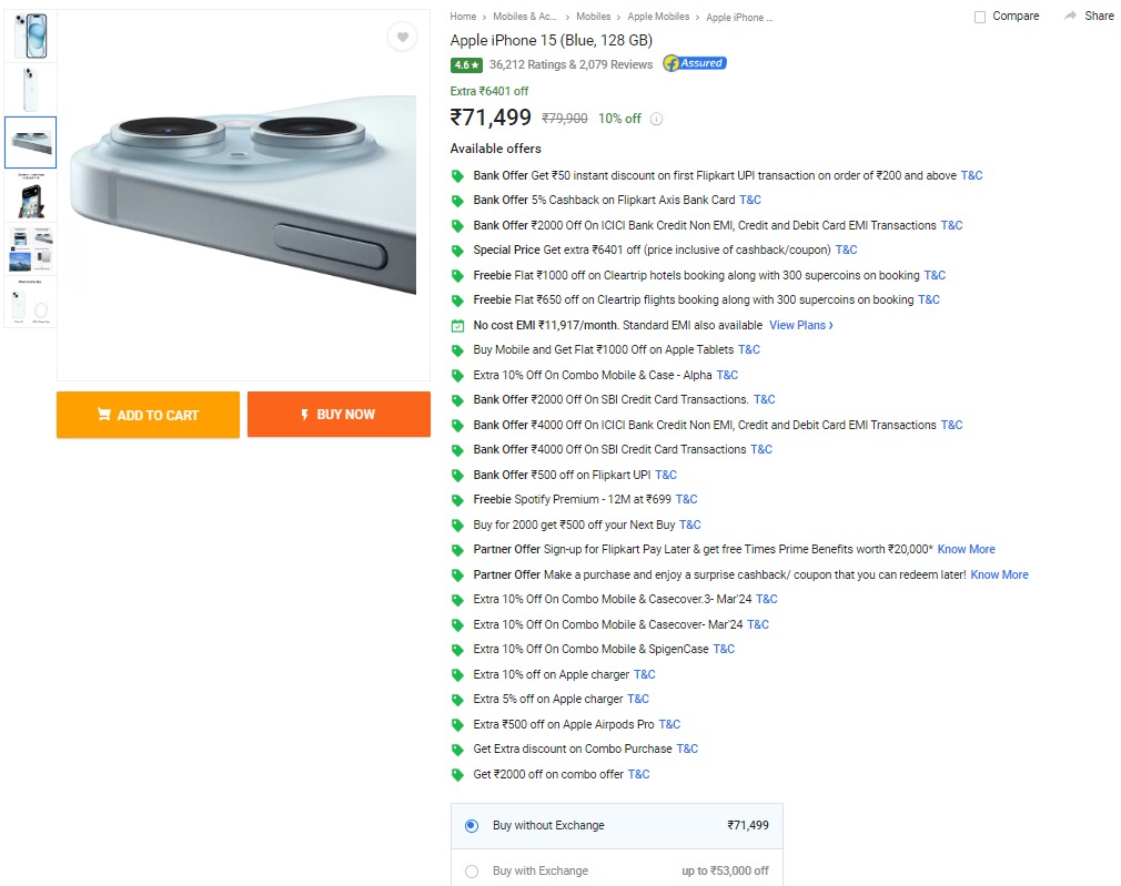 iPhone  Discount Prices Flipkart’s Cashback Offer