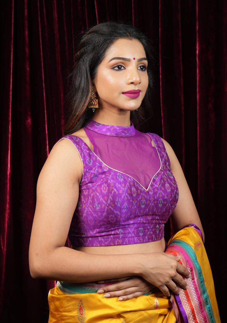 ikkat pure silk choker blouse design