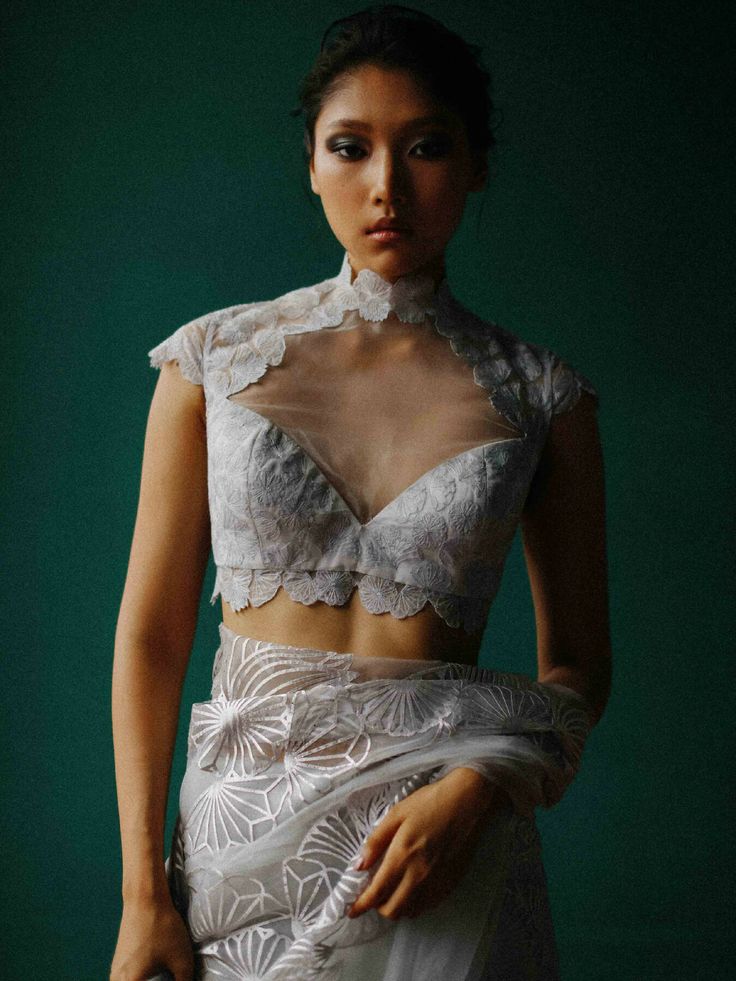 lace choker blouse design