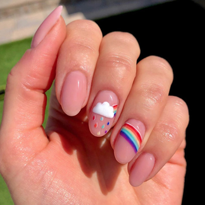 minimal rainbow nail art