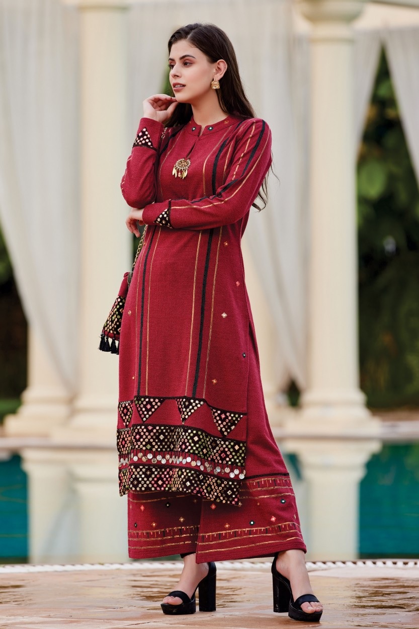 mirror work kurti with plazo