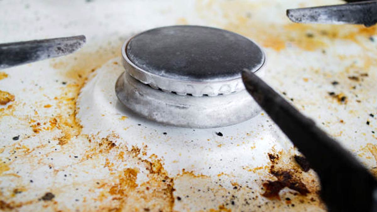 pumic brick to clean gas stove