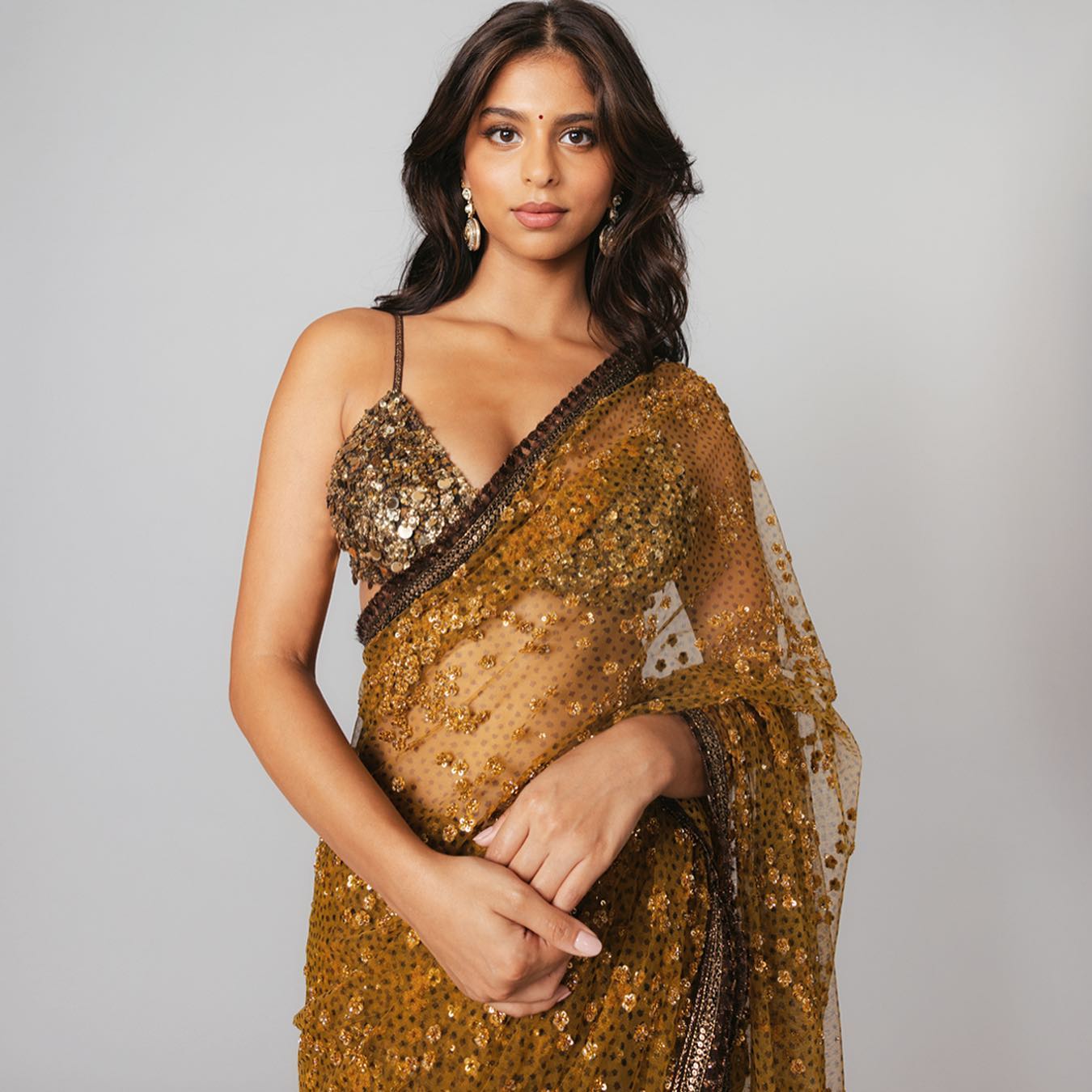 suhana copper brown saree