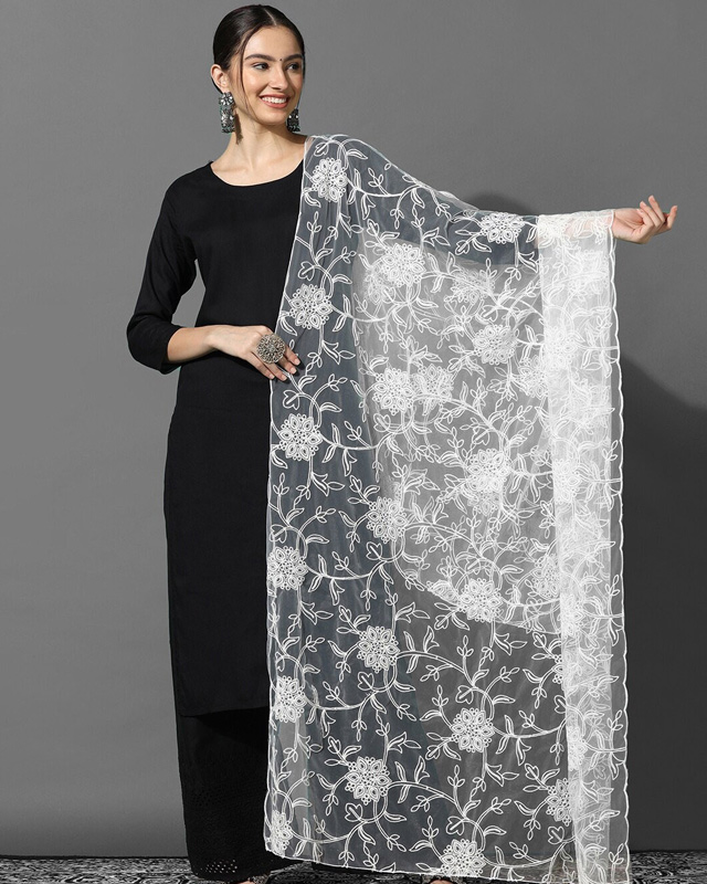 Thread work net dupatta