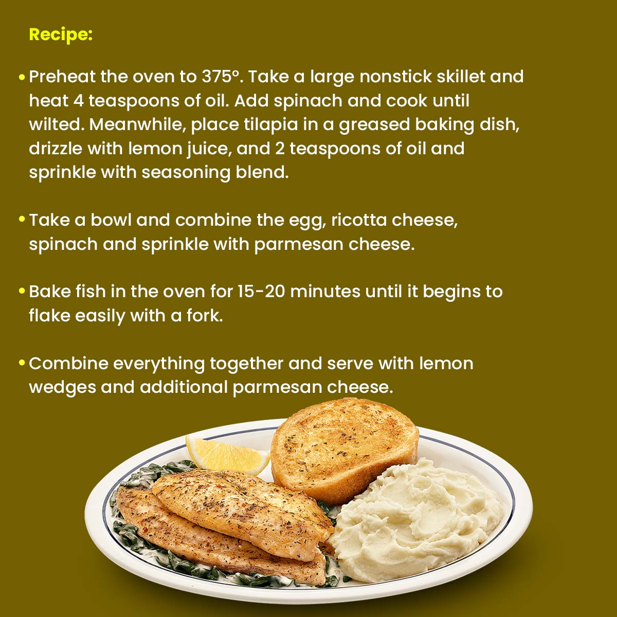 Tilapia Florentine recipe