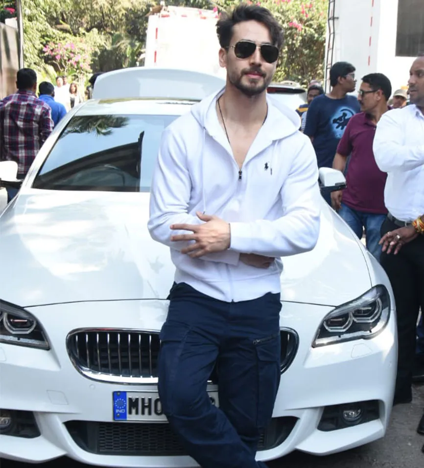 White BMW Series tiger shroff