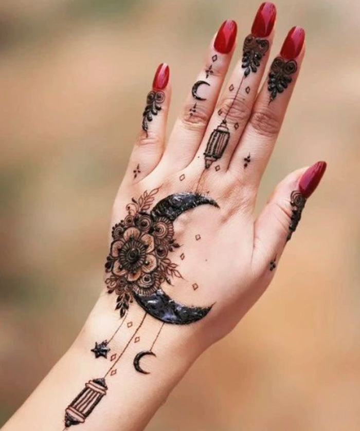 chand mehndi design front hand